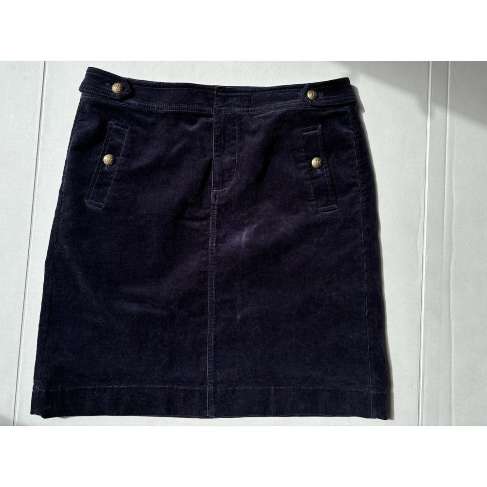 Talbots Skirt Womens Size 6 Navy Blue Corduroy Mini A Line Preppy‎ Office Career